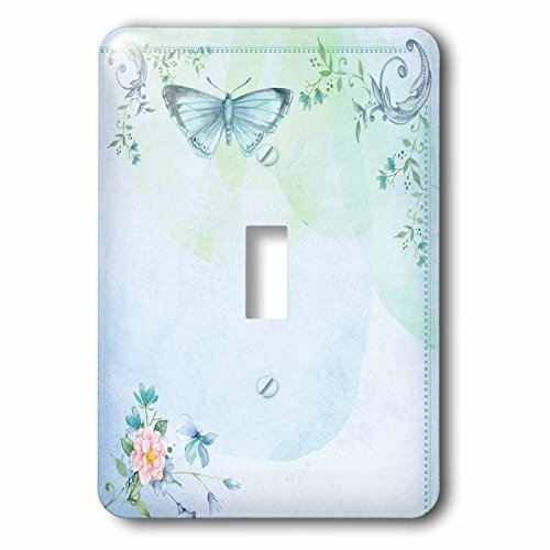 3dRose LSP_240177_1 Blue Butterfly Sheet in Vintage Style Single Toggle Switch